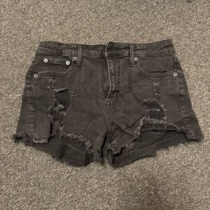 Aeropostale Vintage High-Rise Black Denim Shorty Shorts 8R